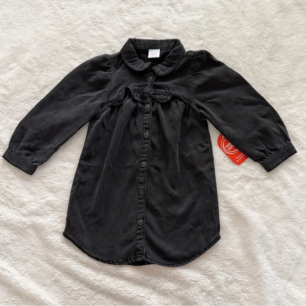 Wonder Nation Long Sleeve Denim Dress Black Size 3T